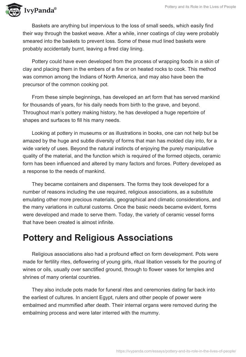 Pottery and its Role in the Lives of People. Page 3