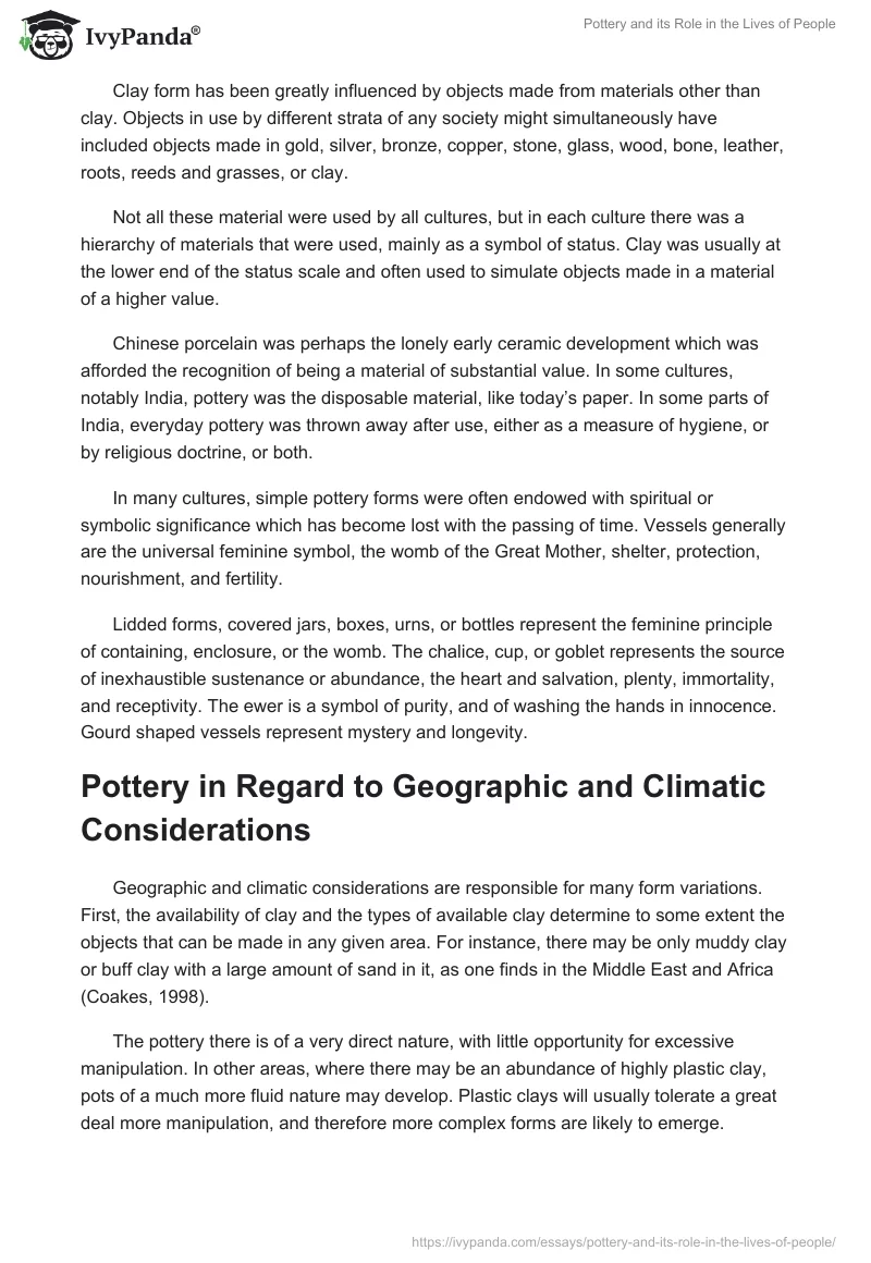 Pottery and its Role in the Lives of People. Page 4