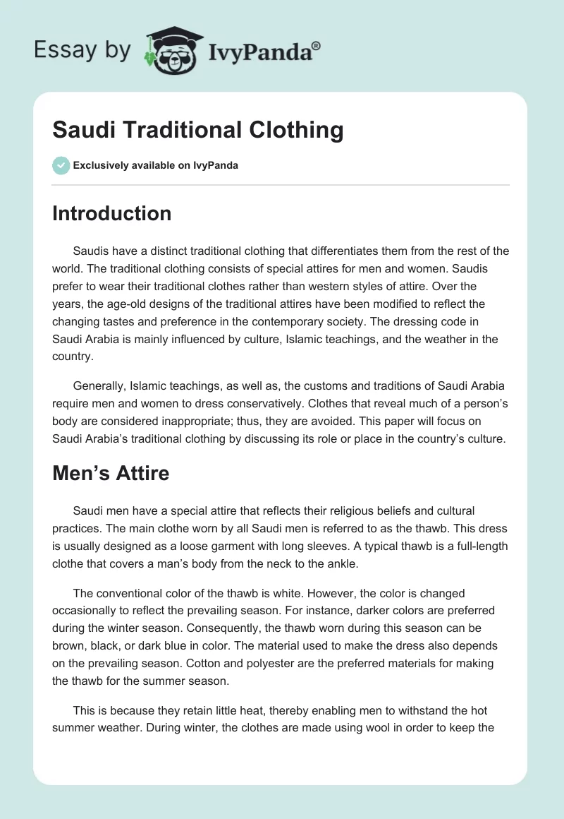 The Diversity of Saudi Arabia Traditional Dress