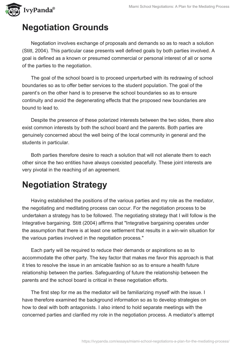 Miami School Negotiations: A Plan for the Mediating Process. Page 3