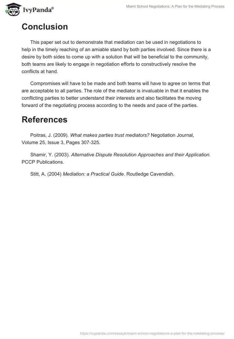 Miami School Negotiations: A Plan for the Mediating Process. Page 5