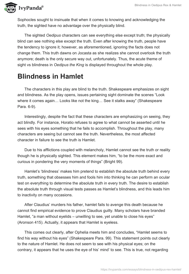 Blindness in Oedipus Rex & Hamlet. Page 4