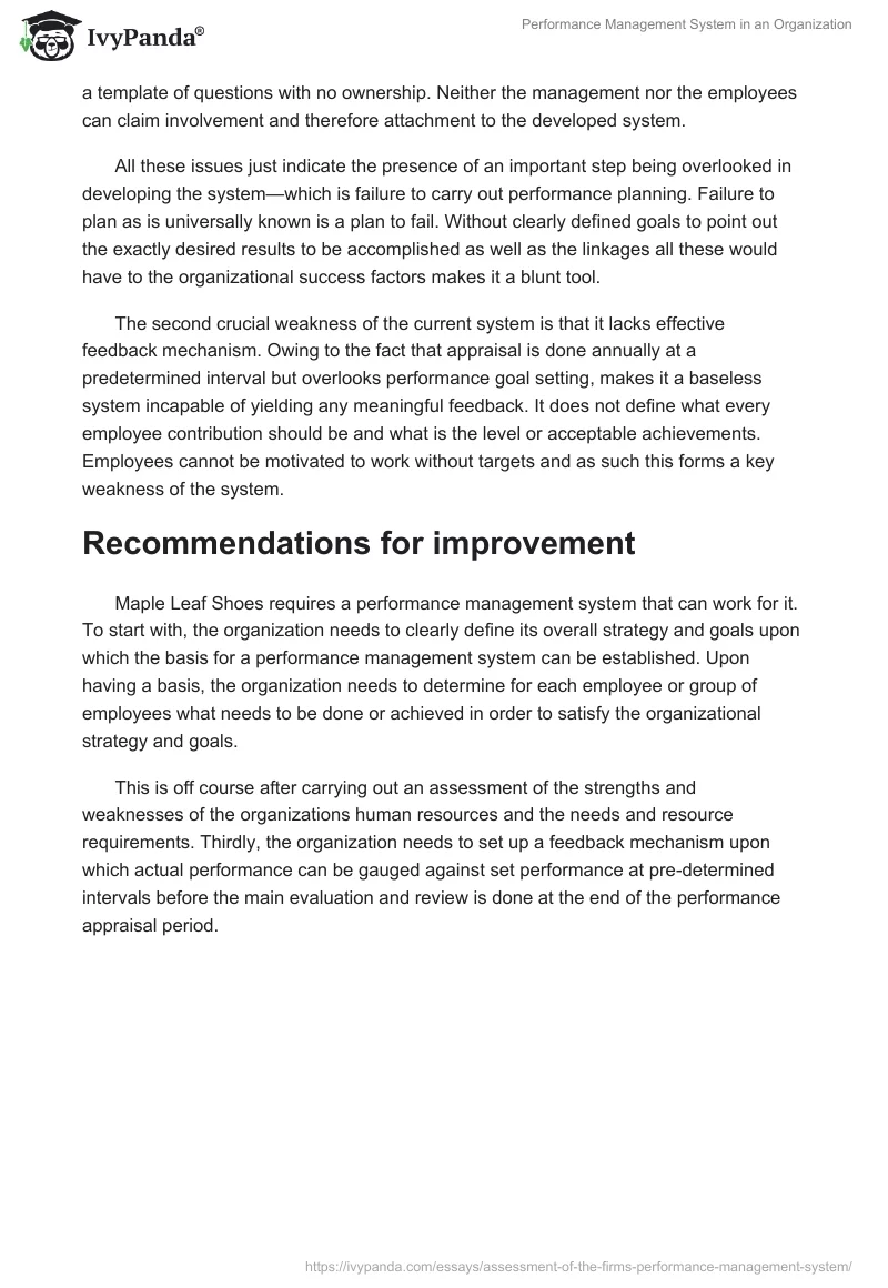 Performance Management System in an Organization. Page 2