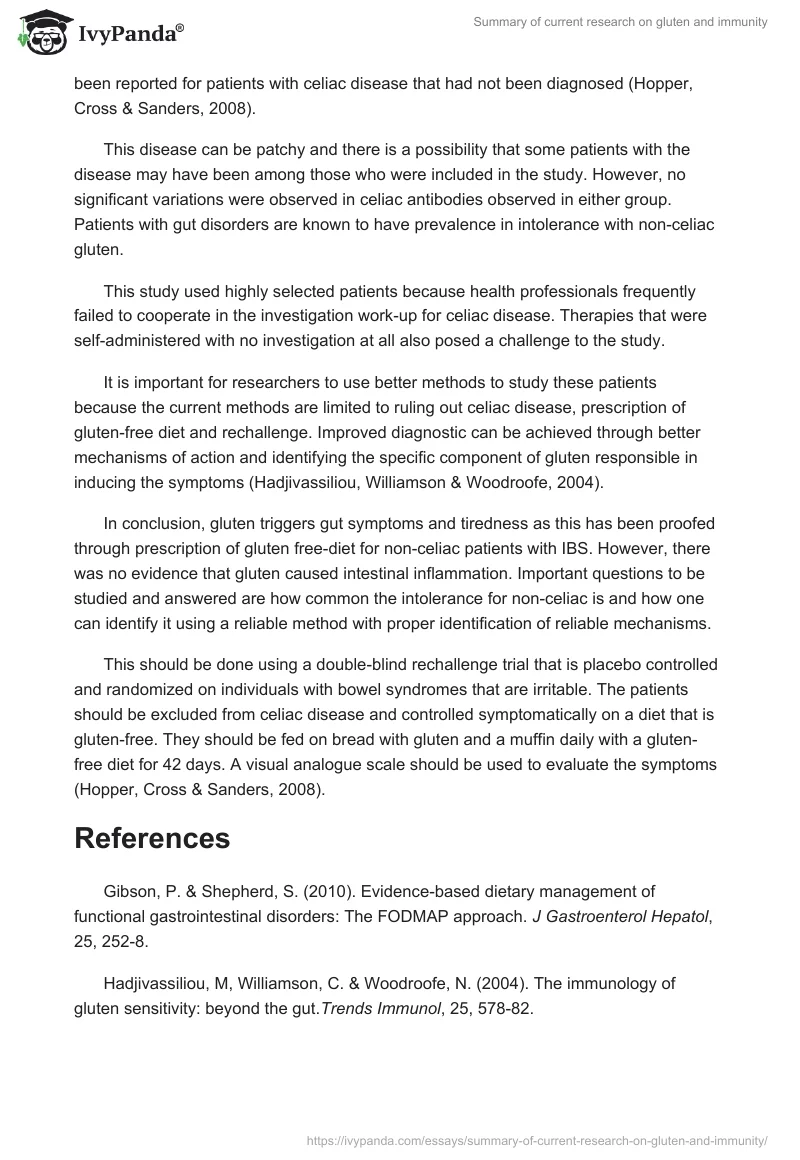 Summary of current research on gluten and immunity. Page 2