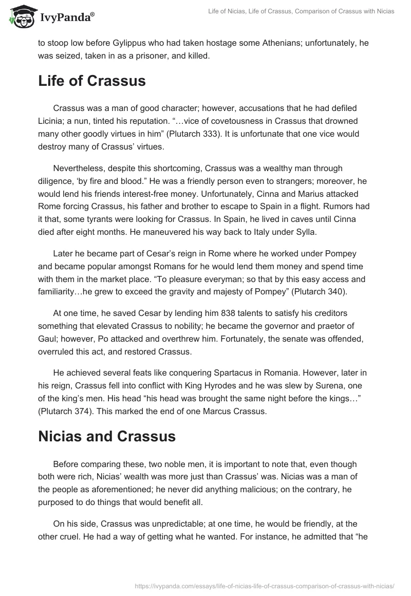 Life of Nicias, Life of Crassus, Comparison of Crassus with Nicias. Page 2