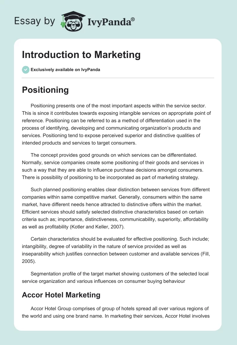 Introduction to Marketing. Page 1