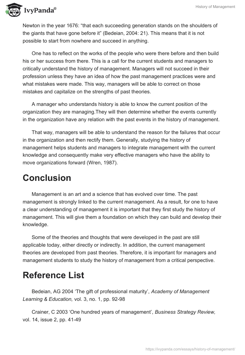 History of Management. Page 5