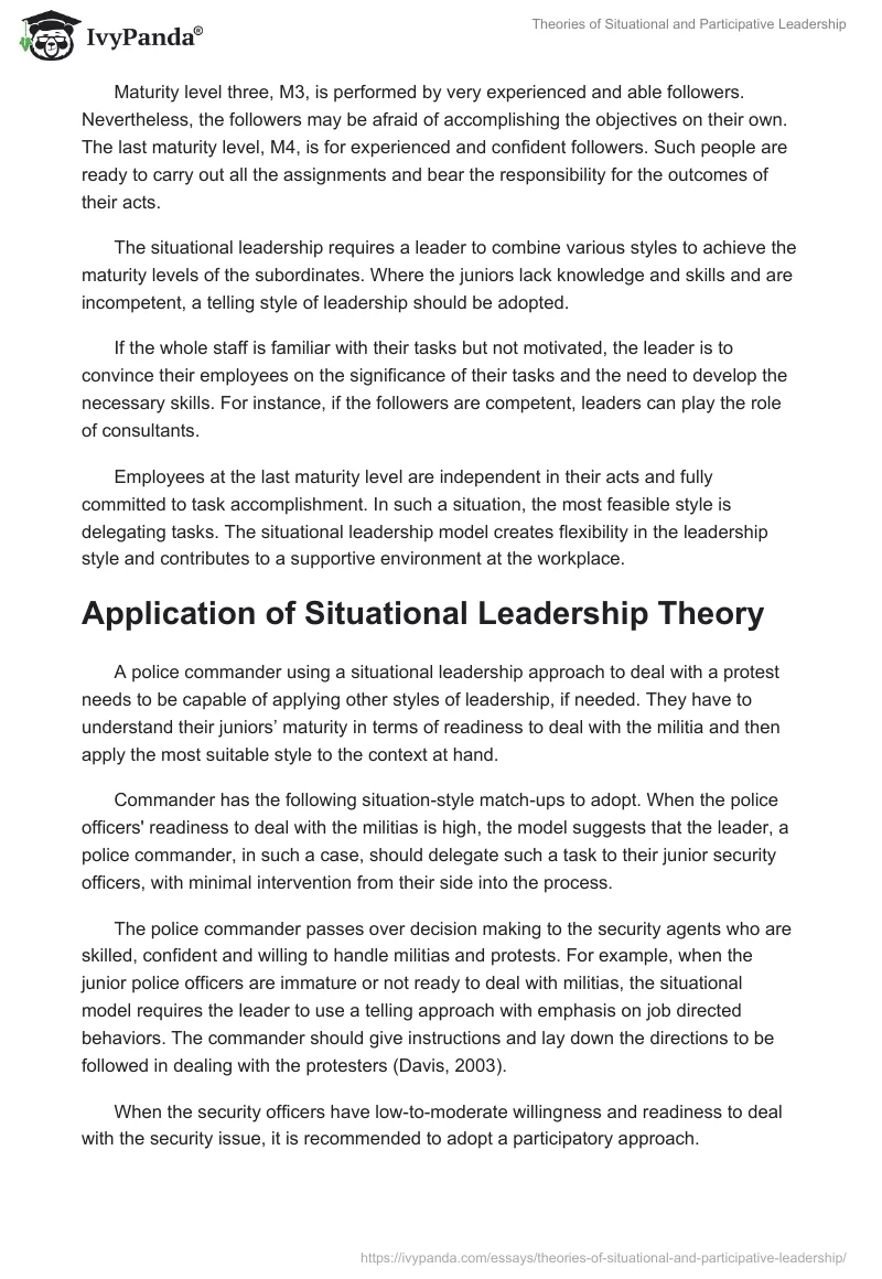 Theories of Situational and Participative Leadership. Page 3