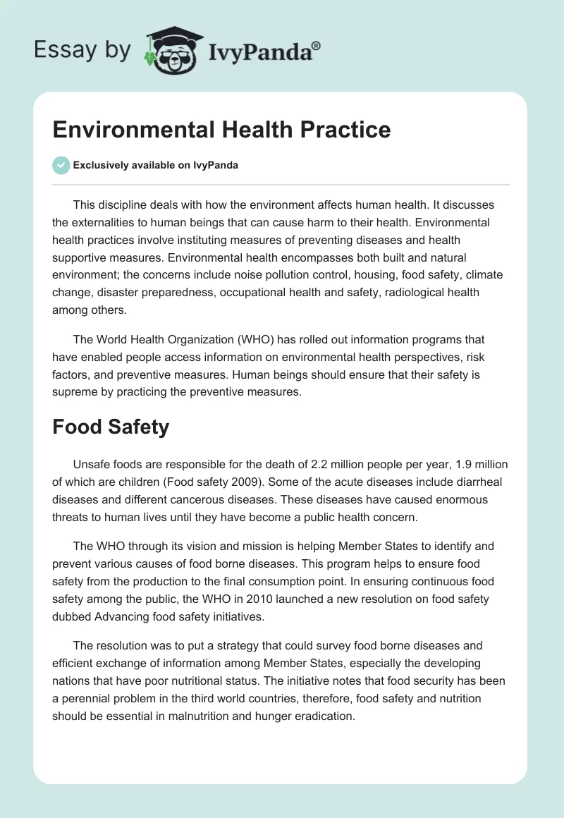 Environmental Health Practice. Page 1