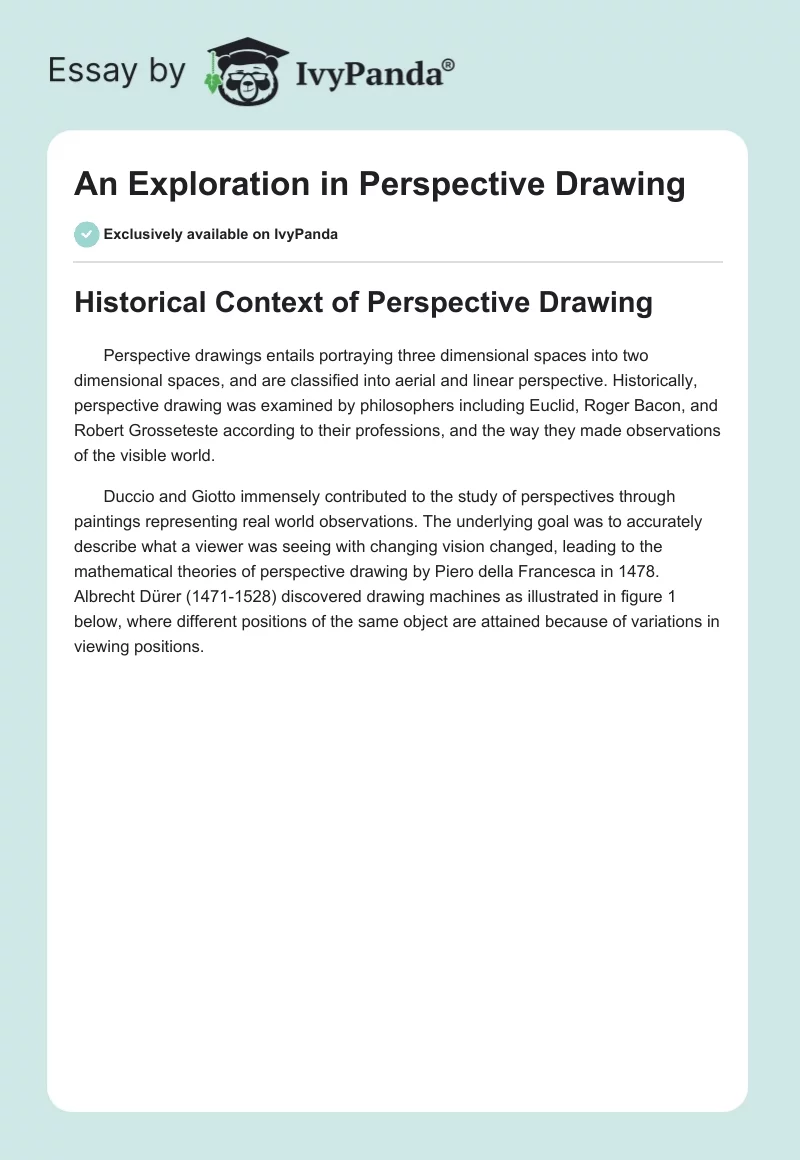 An Exploration in Perspective Drawing. Page 1
