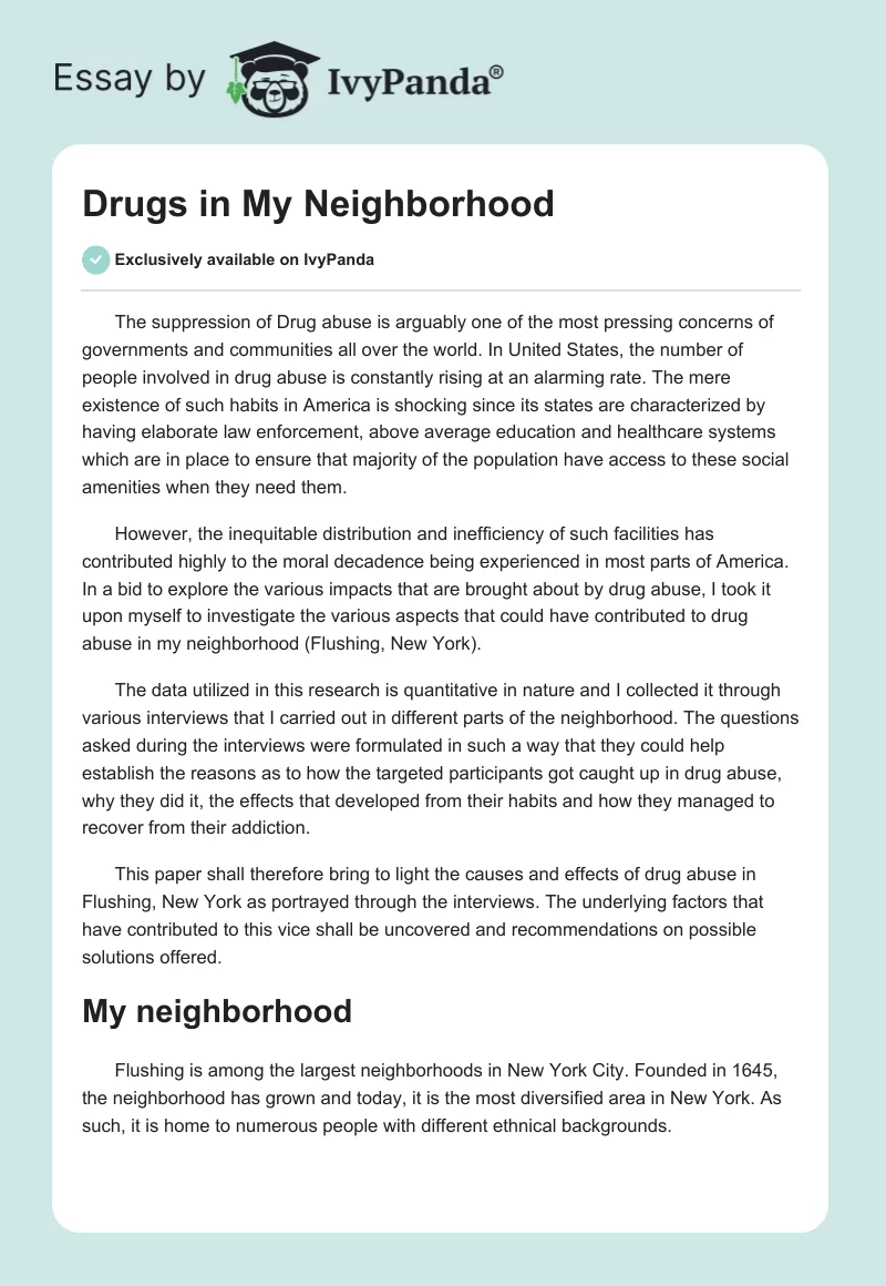 Drugs in My Neighborhood. Page 1