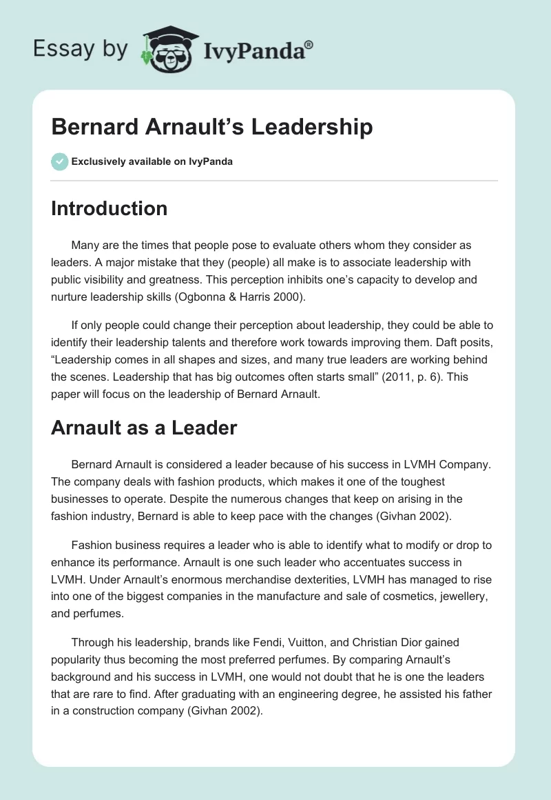 Bernard Arnault’s Leadership. Page 1