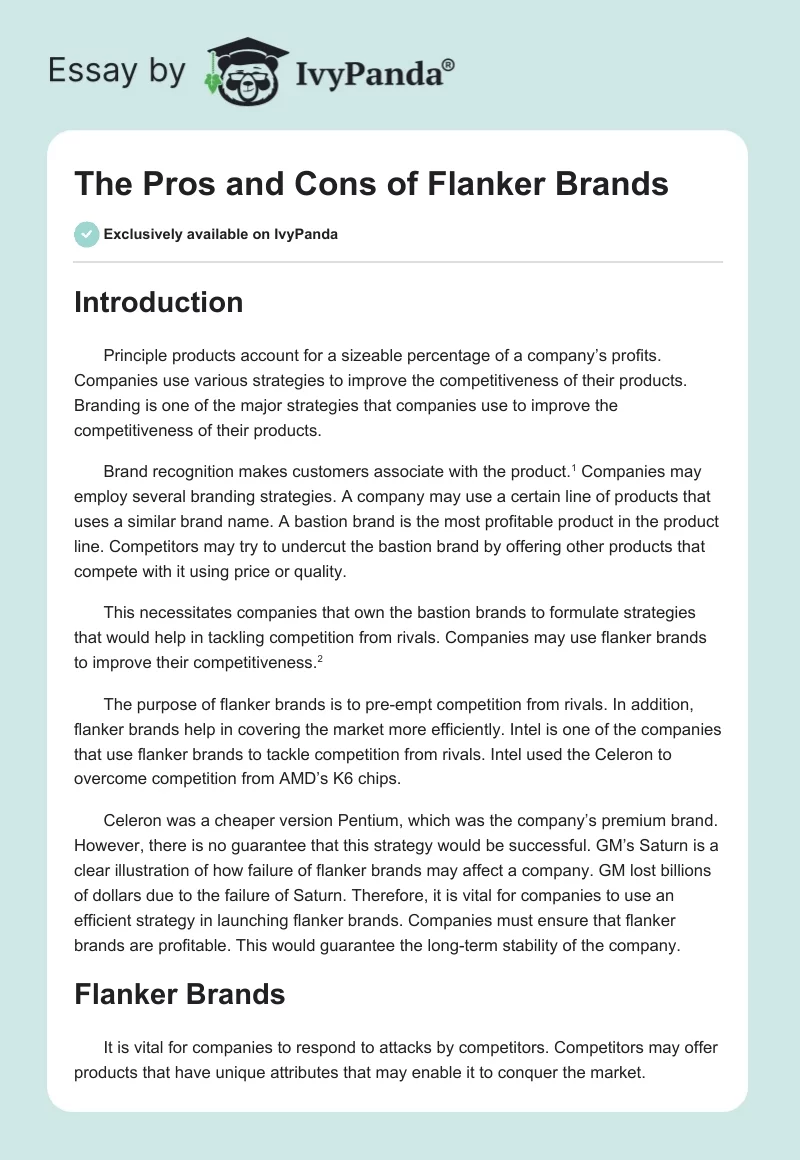 The Pros and Cons of Flanker Brands. Page 1