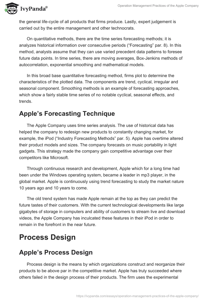 Operation Management Practices of the Apple Company. Page 2