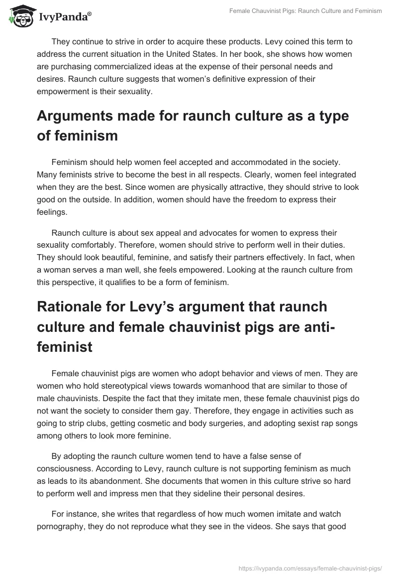 Female Chauvinist Pigs: Raunch Culture and Feminism. Page 2