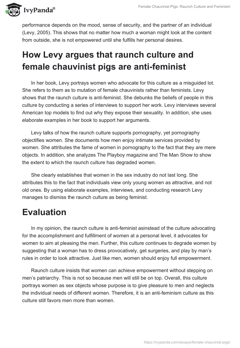 Female Chauvinist Pigs: Raunch Culture and Feminism. Page 3