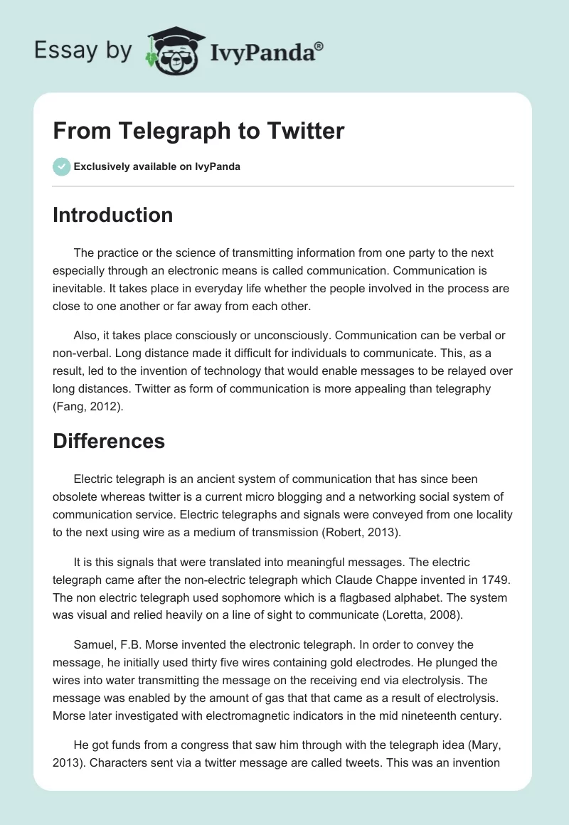 From Telegraph to Twitter. Page 1