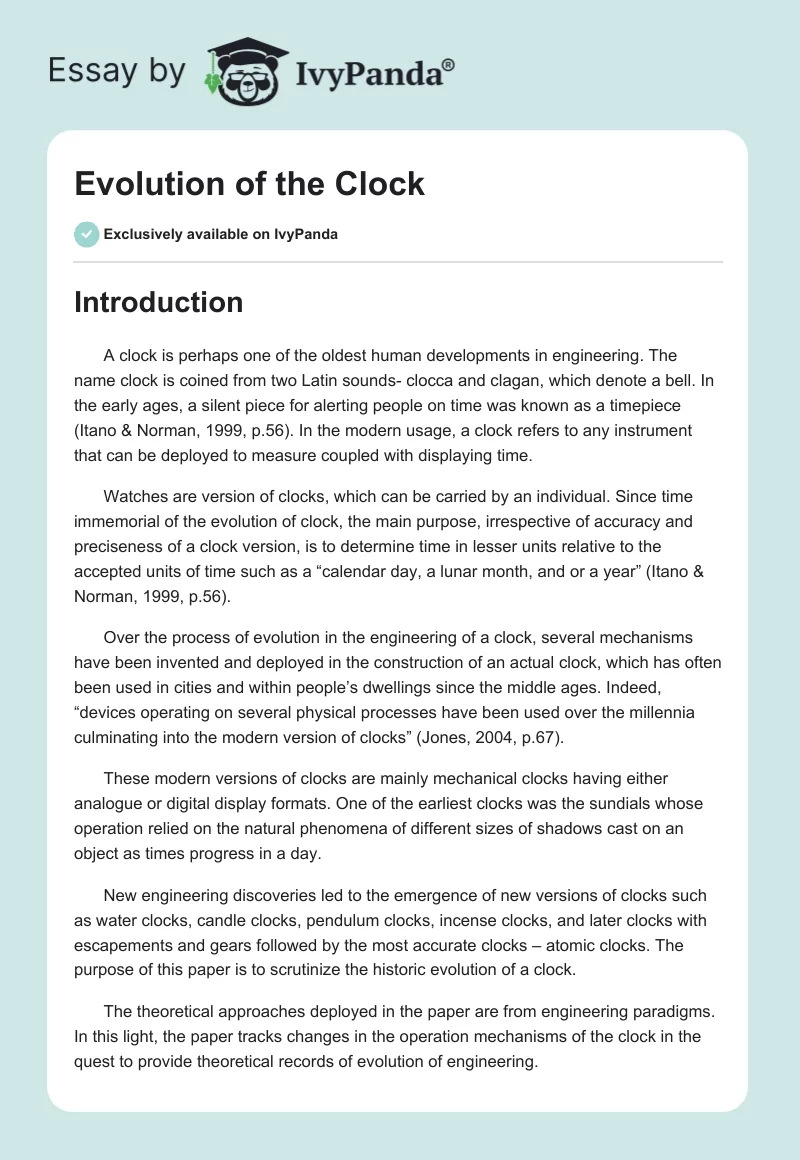 Evolution of the Clock. Page 1