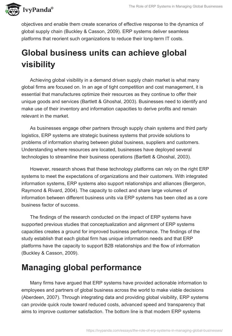 The Role of ERP Systems in Managing Global Businesses. Page 4