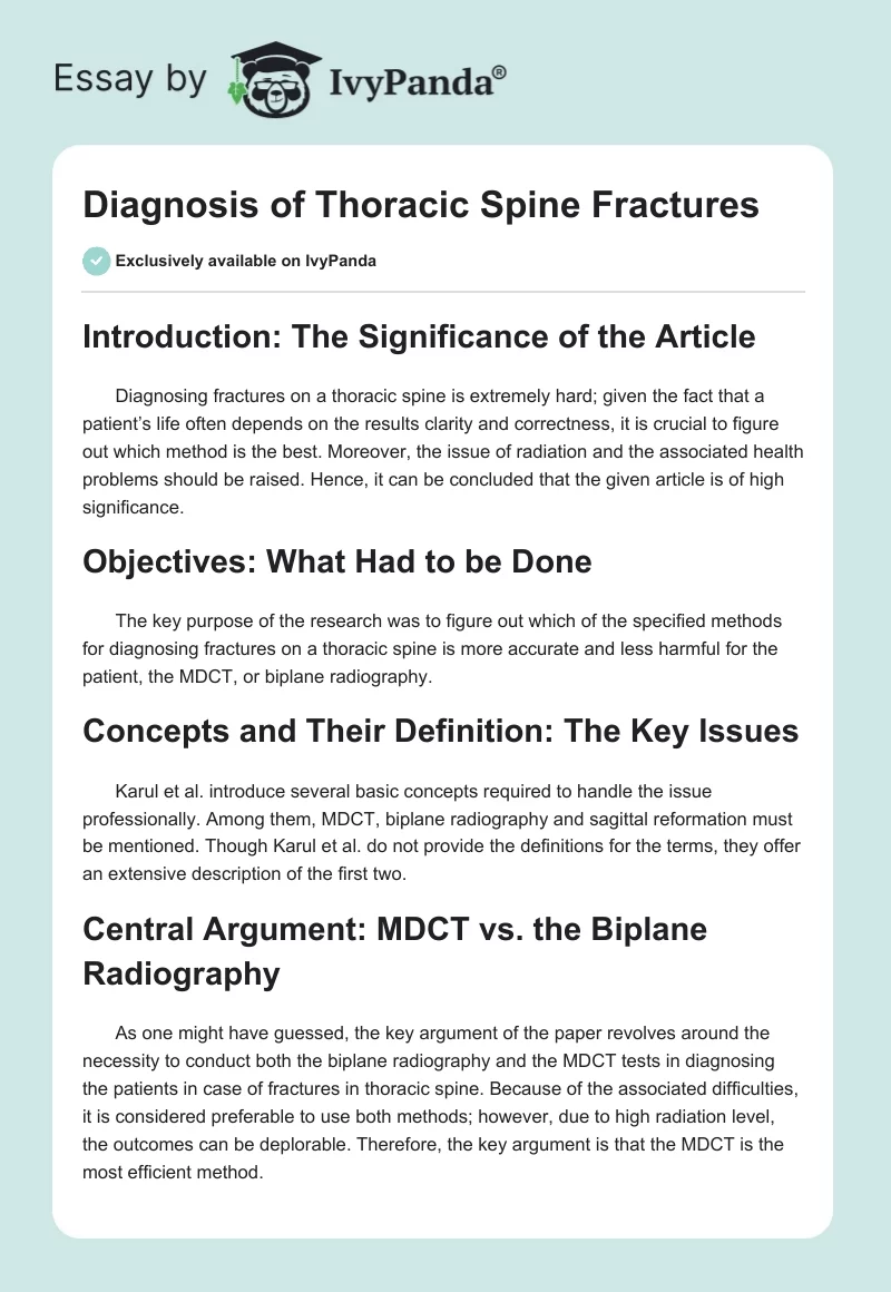 Diagnosis of Thoracic Spine Fractures. Page 1