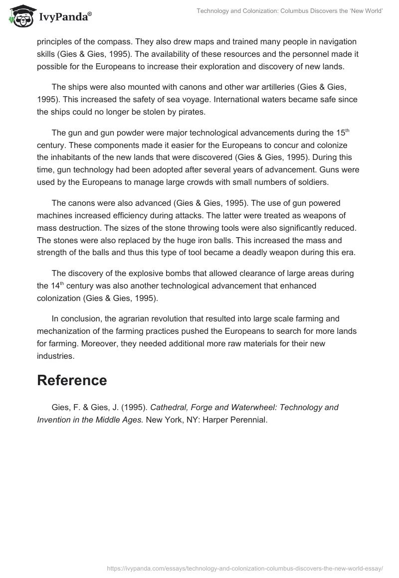 Technology and Colonization: Columbus Discovers the ‘New World’. Page 2