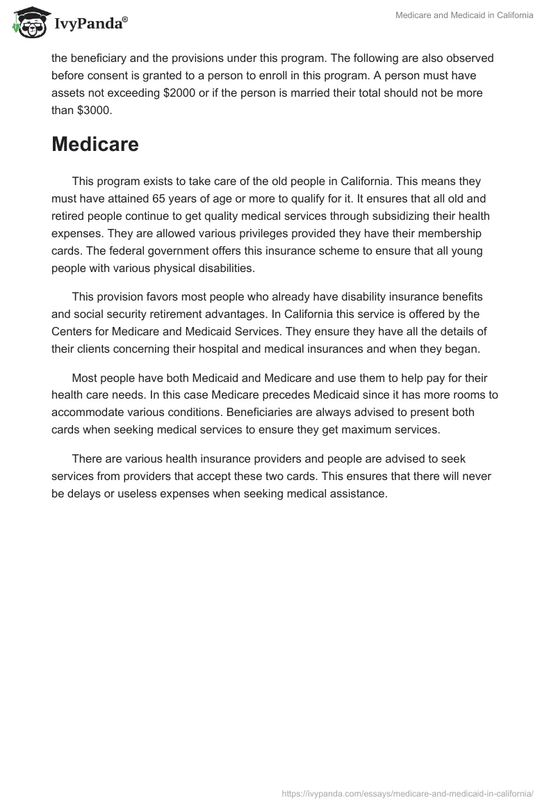 Medicare and Medicaid in California. Page 2
