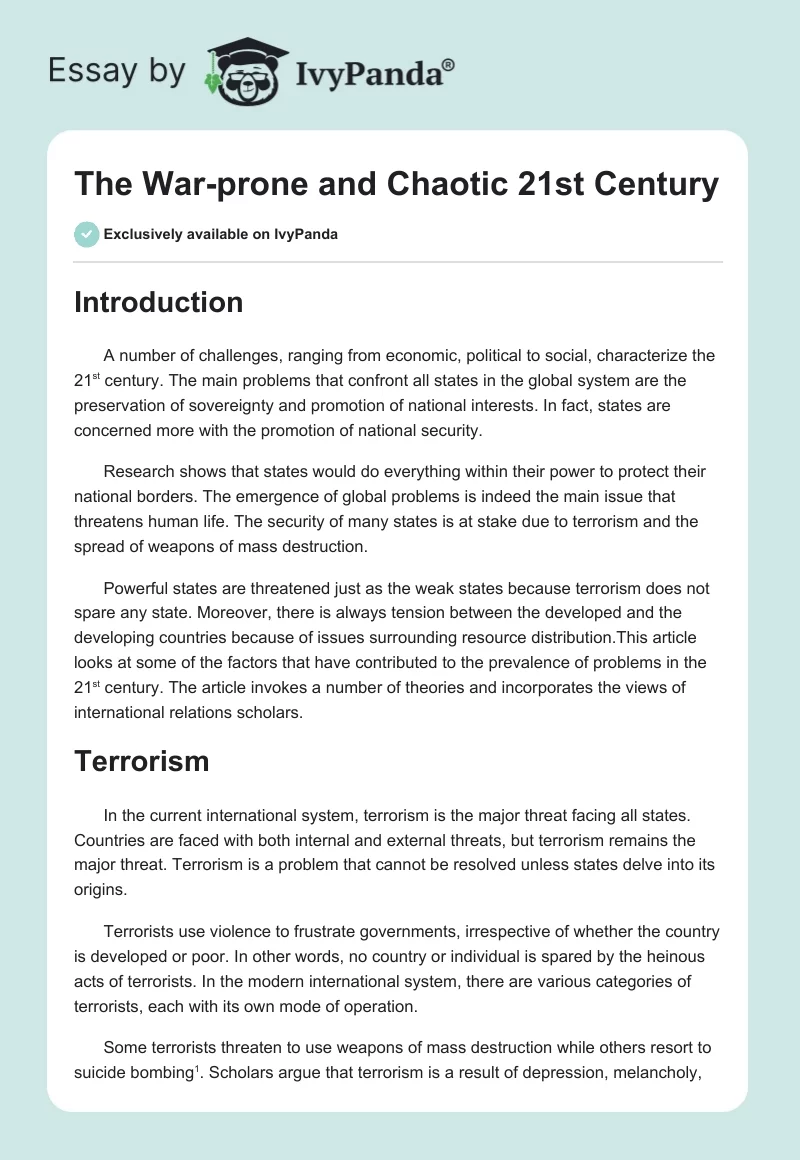 The War-Prone and Chaotic 21st Century. Page 1