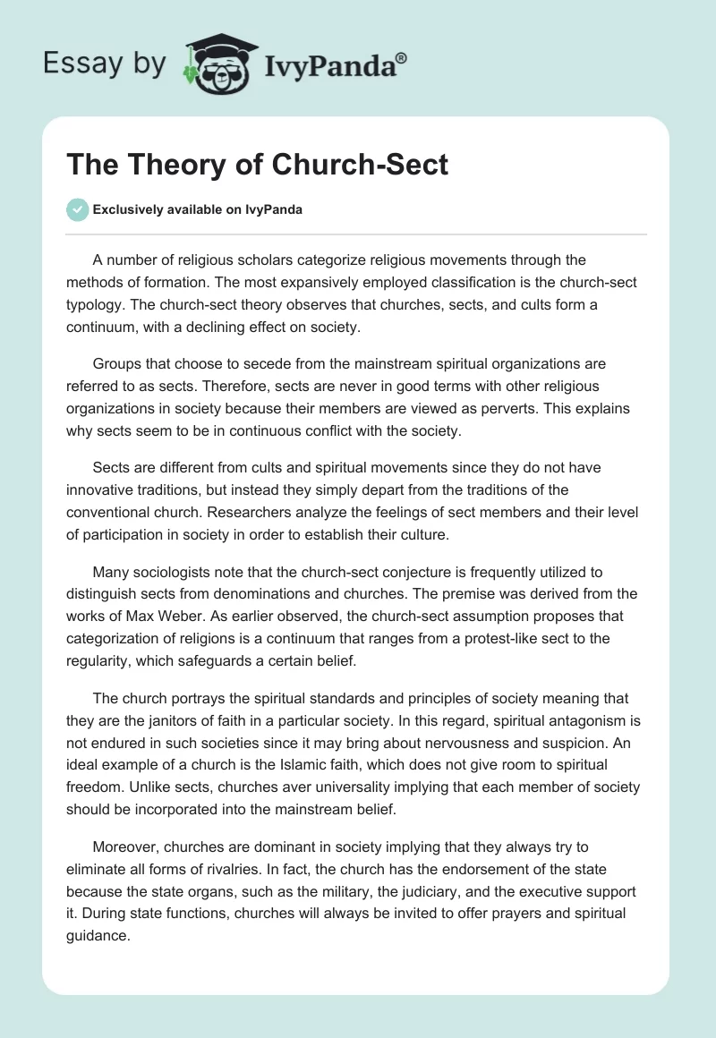 The Theory of Church-Sect. Page 1