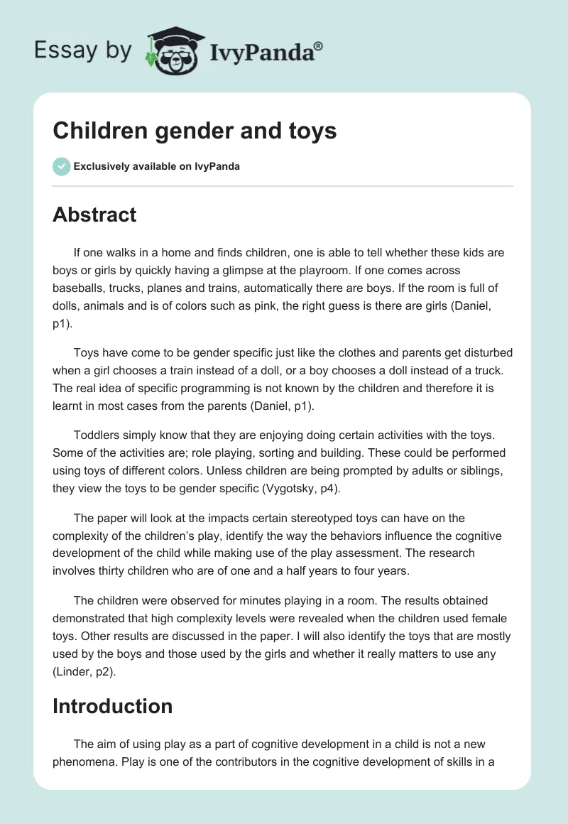 Children gender and toys. Page 1