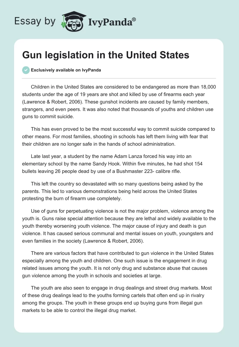 Gun legislation in the United States. Page 1