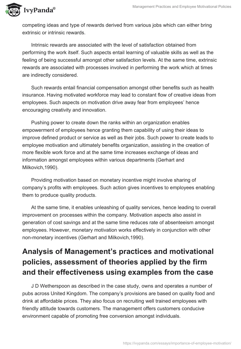 Management Practices and Employee Motivational Policies. Page 3