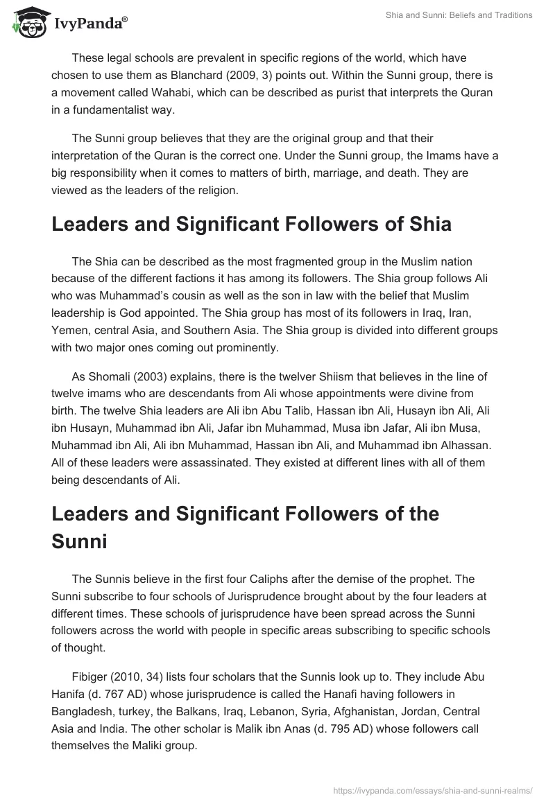 Shia and Sunni: Beliefs and Traditions. Page 4