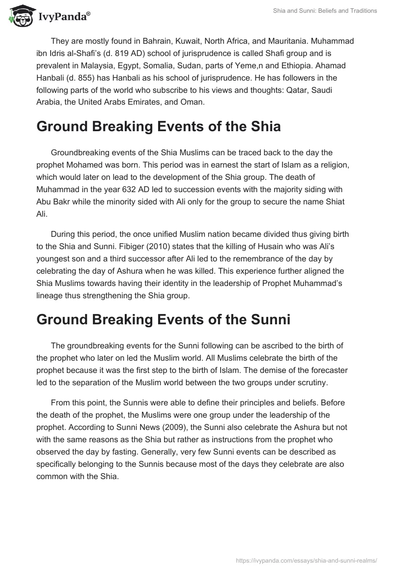 Shia and Sunni: Beliefs and Traditions. Page 5