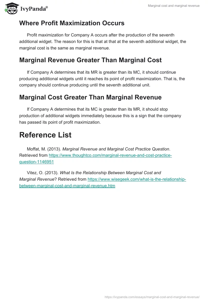 Marginal cost and marginal revenue. Page 4