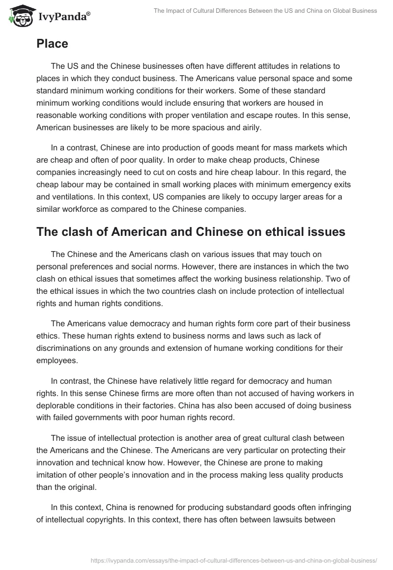 The Impact of Cultural Differences Between the US and China on Global Business. Page 4
