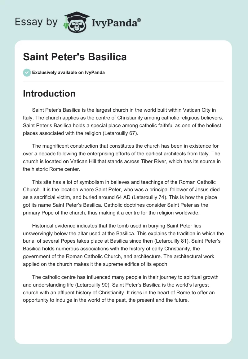 Saint Peter's Basilica. Page 1