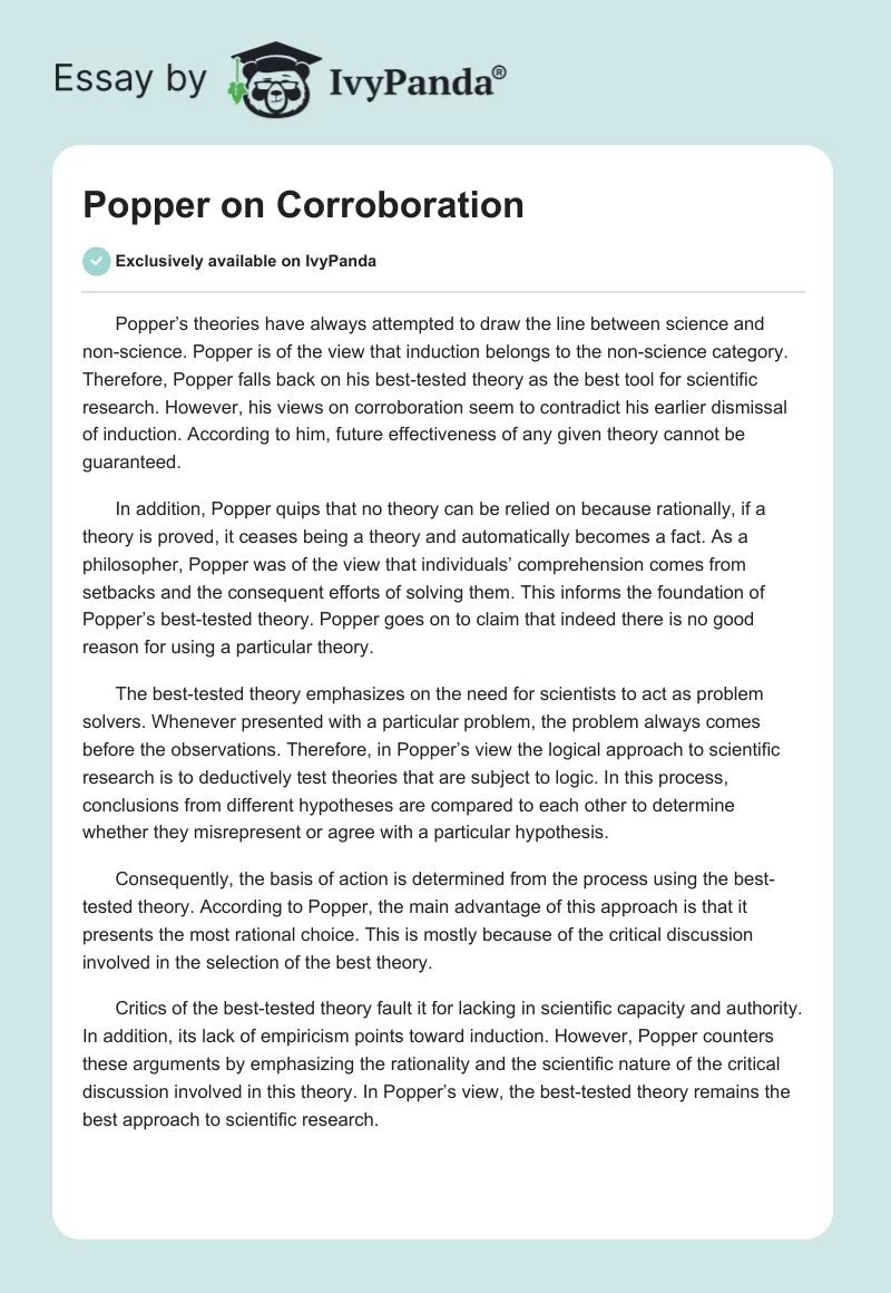 Popper on Corroboration. Page 1