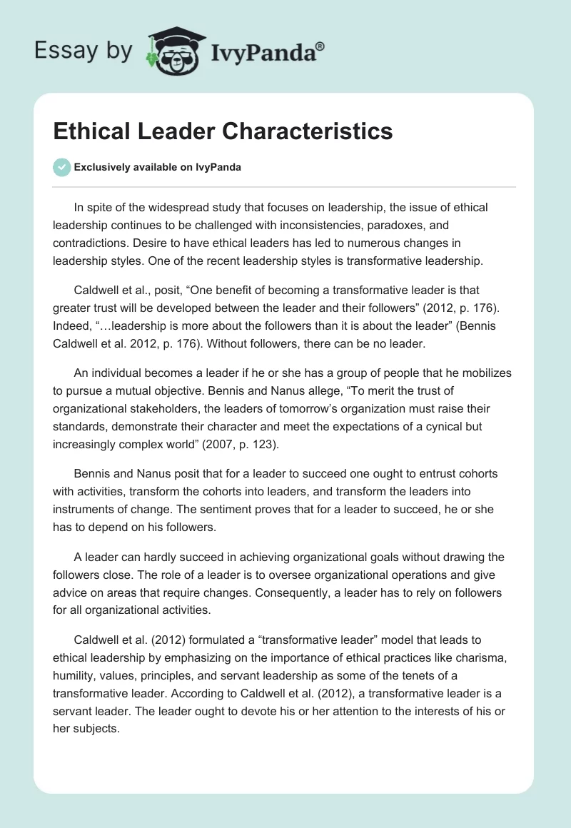 Ethical Leader Characteristics. Page 1