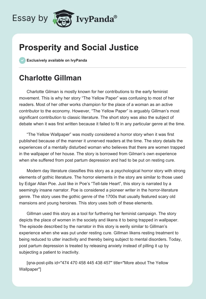 Prosperity and Social Justice. Page 1