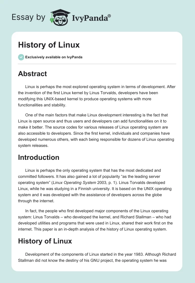 History of Linux. Page 1