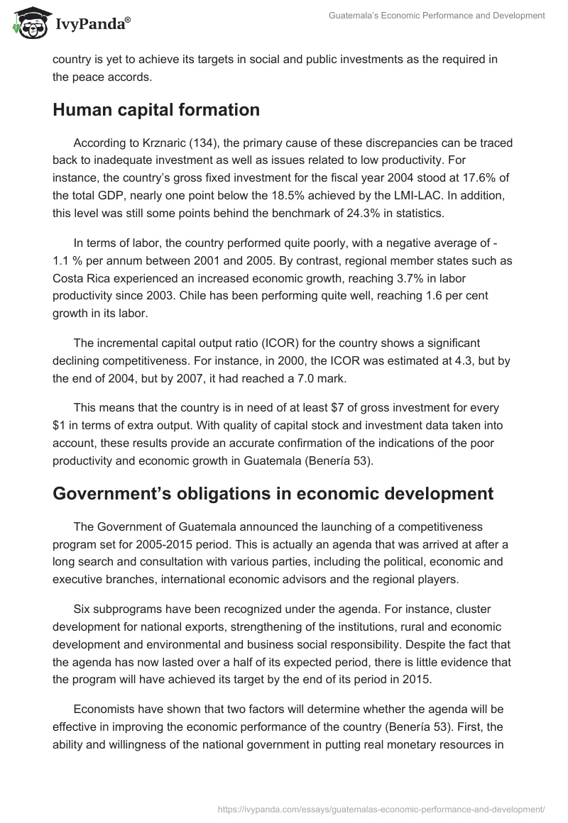 Guatemala’s Economic Performance and Development. Page 4