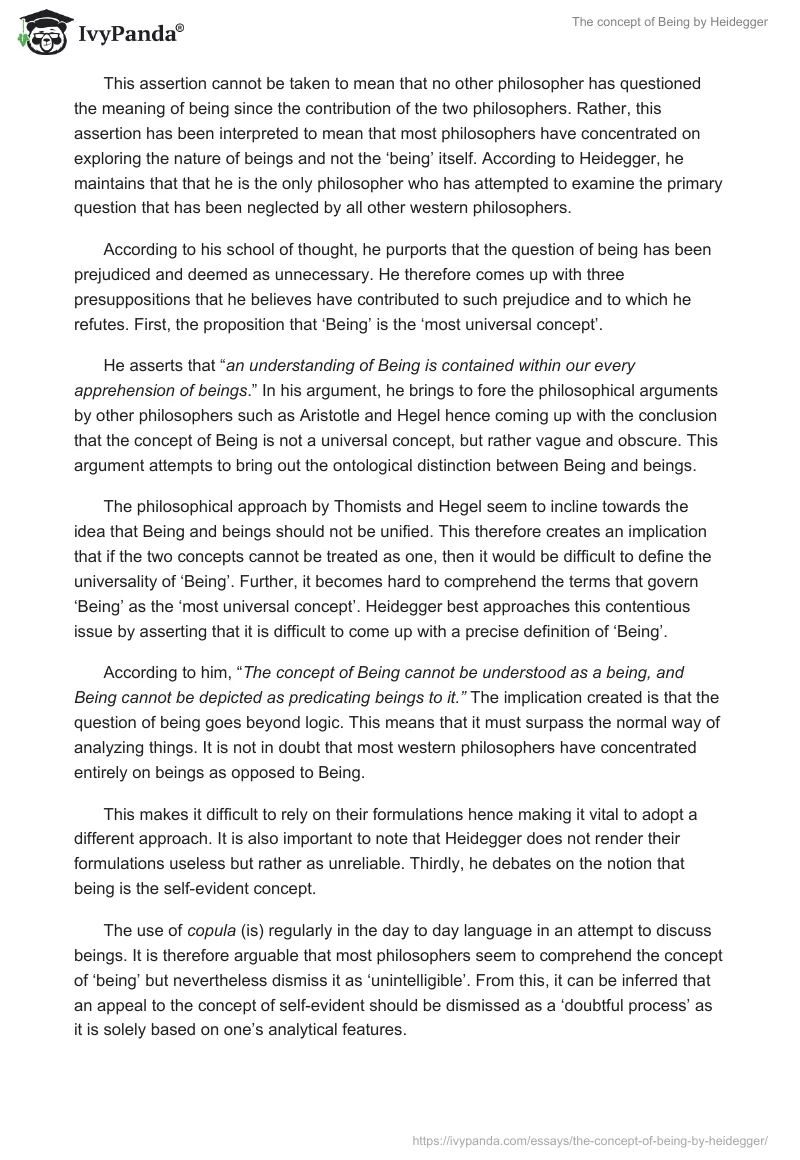 The concept of Being by Heidegger. Page 2