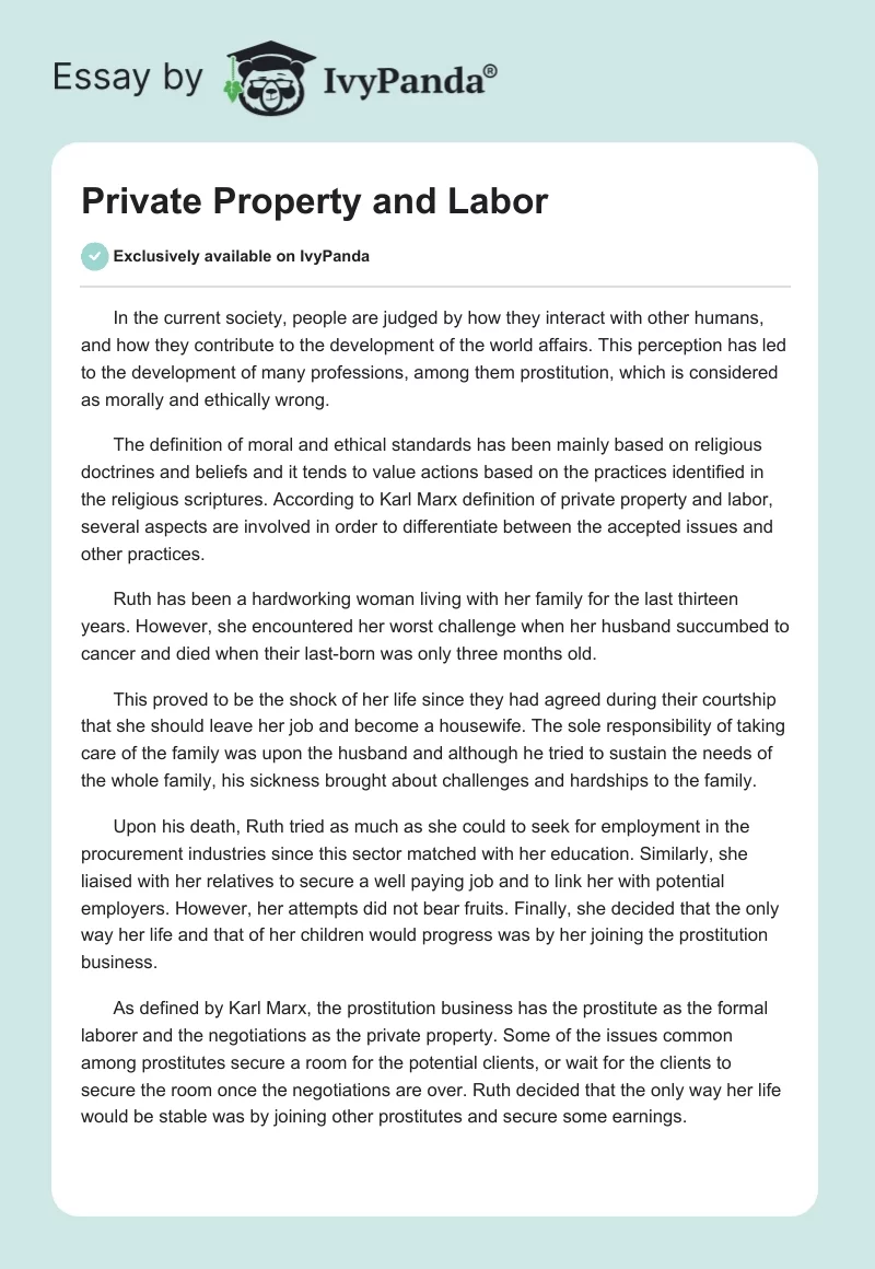 Private Property and Labor. Page 1