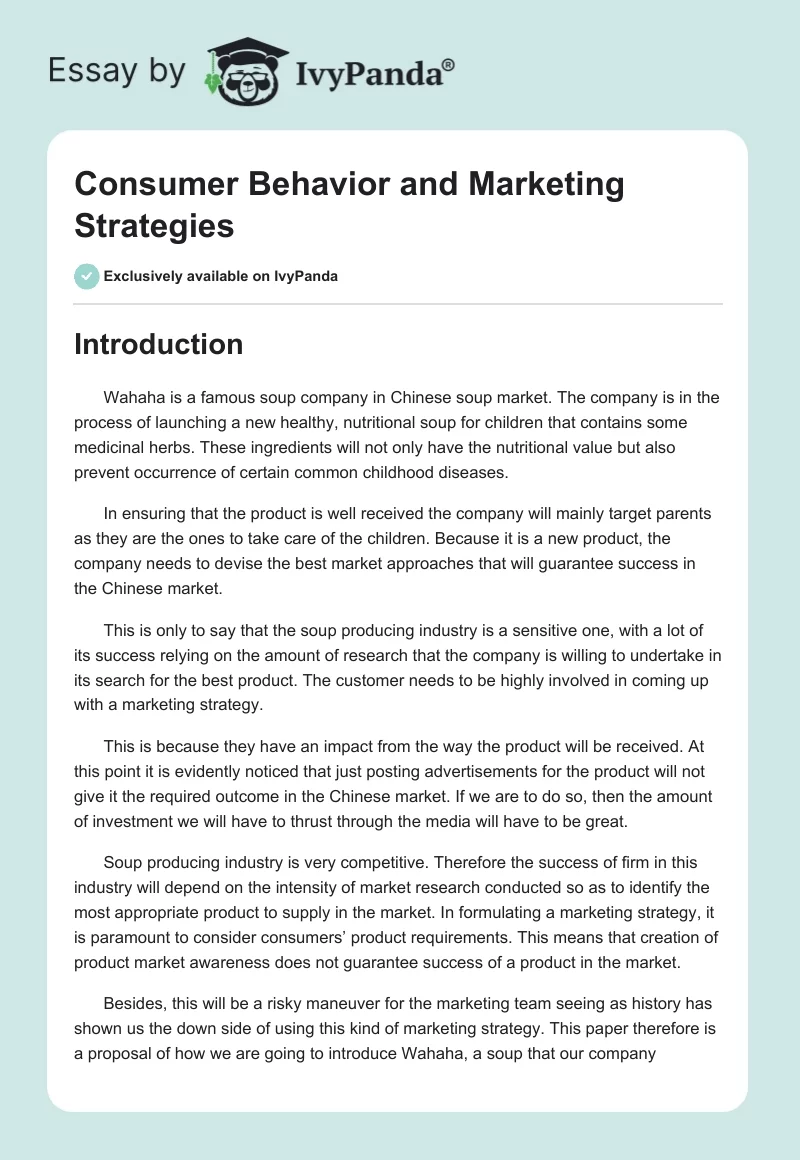 Consumer Behavior and Marketing Strategies. Page 1