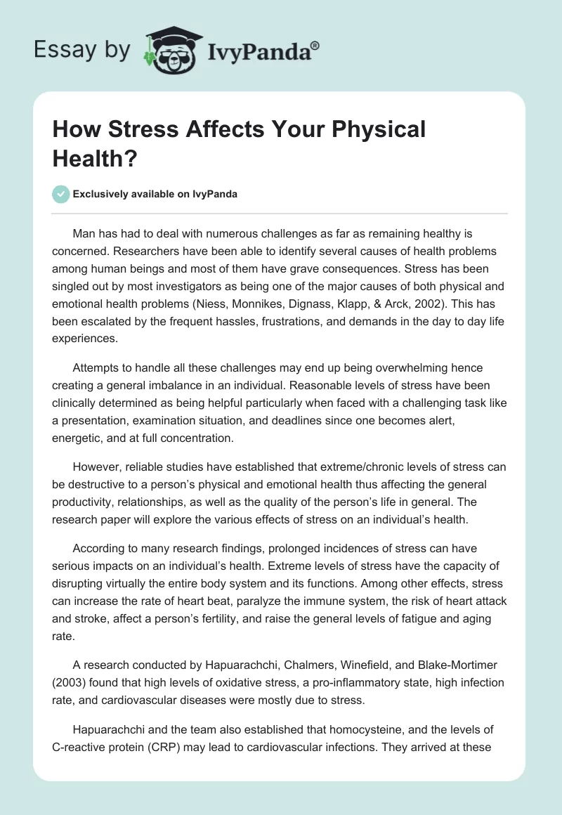 How Stress Affects Your Physical Health?. Page 1