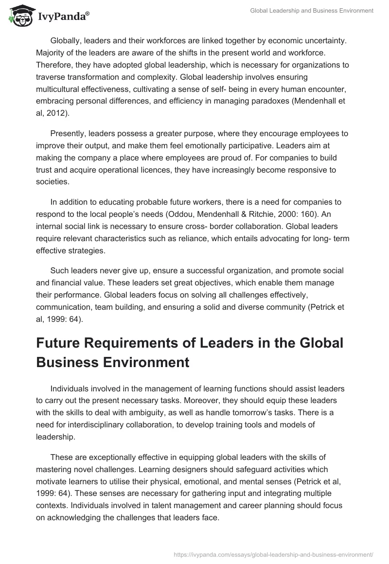 Global Leadership and Business Environment. Page 2