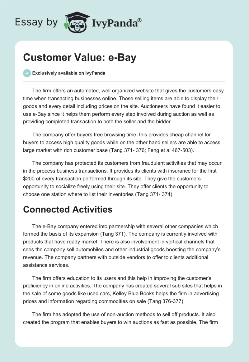 Customer Value: e-Bay. Page 1