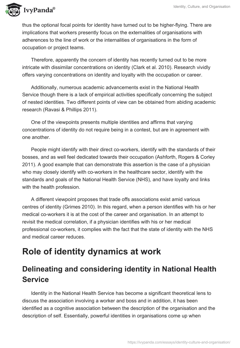 Identity, Culture, and Organisation. Page 2