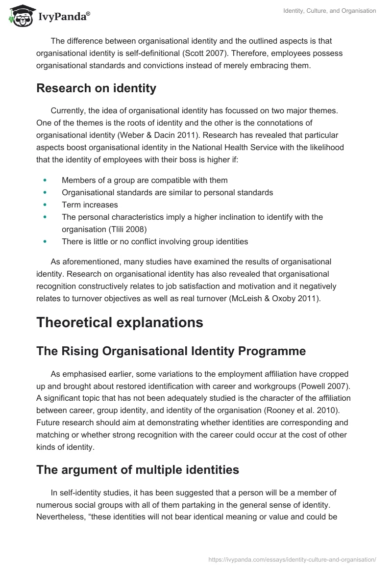Identity, Culture, and Organisation. Page 4