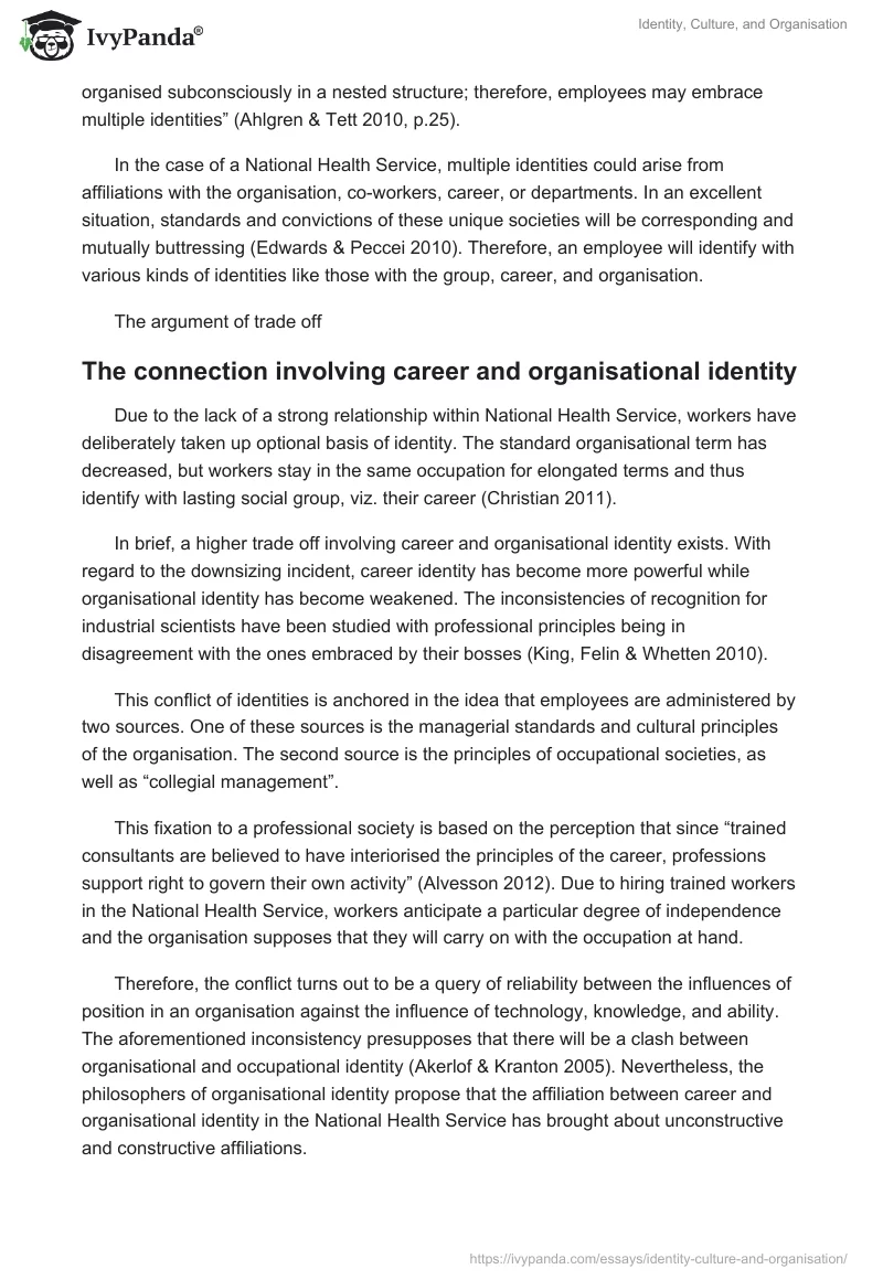 Identity, Culture, and Organisation. Page 5
